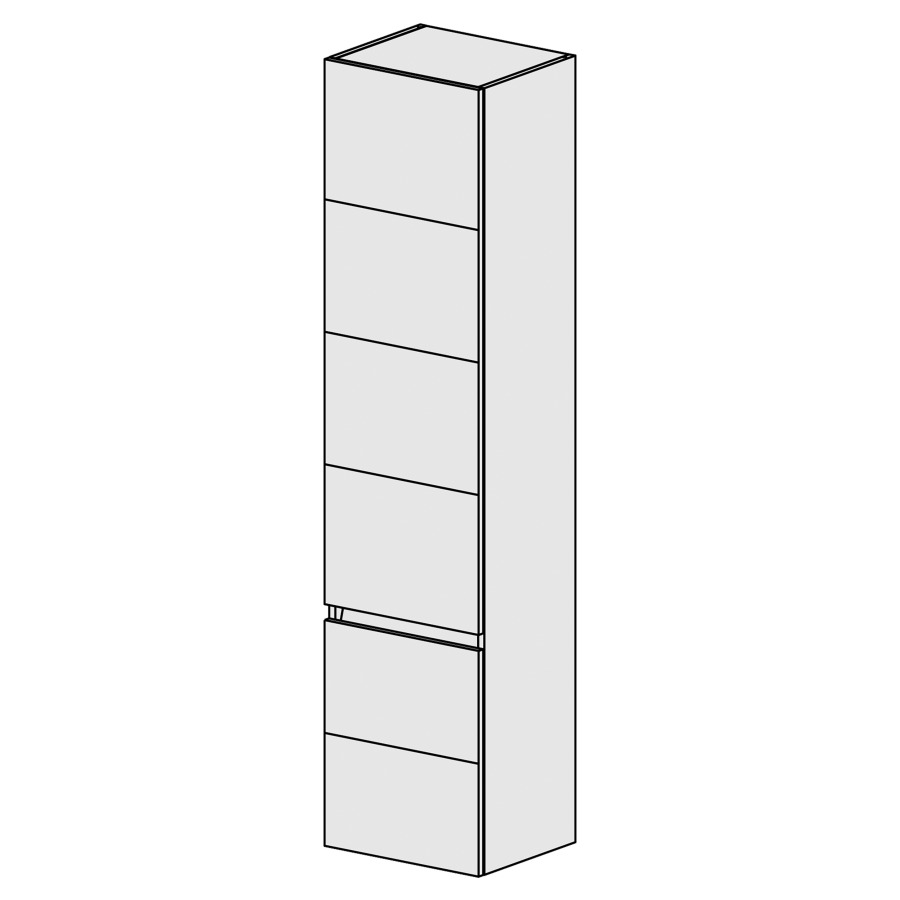 Armoire haute Sélection 40 cm
L: 40, H: 168, P: 33,2 cm
2 portes, charnières à droite
4 rayons réglables
portes avec Blumotion
avec liste décor
faces/côtés visibles sel. code
couleurs selon palette