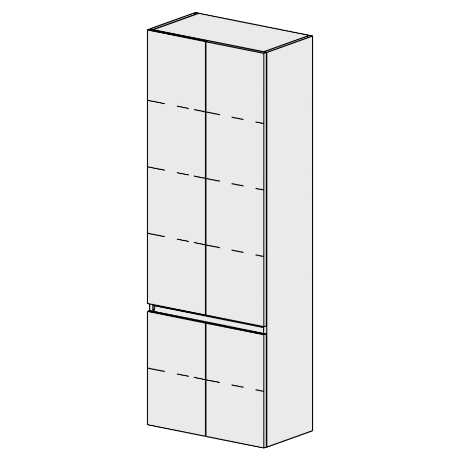 Armoire haute Sélection 60 cm
L: 60, H: 168, P: 33,2 cm
4 portes
4 rayons réglables
portes avec Blumotion
avec liste de décor
faces/côtés visibles sel. code
couleurs selon palette