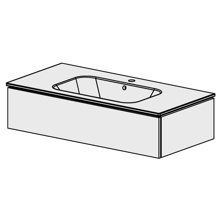 Meuble Stilo Ceram 106 cm
L:106, H:24,8, P:51 cm
table en céramique
blanc
avec 1 lavabo au milieu
1 tiroir
tiroir avec Blumotion
poignée: prise en main
faces/côtés visibles sel. code
couleurs selon palette
inclus siphon à encombrement
réduit & joint caoutchouc 32mm