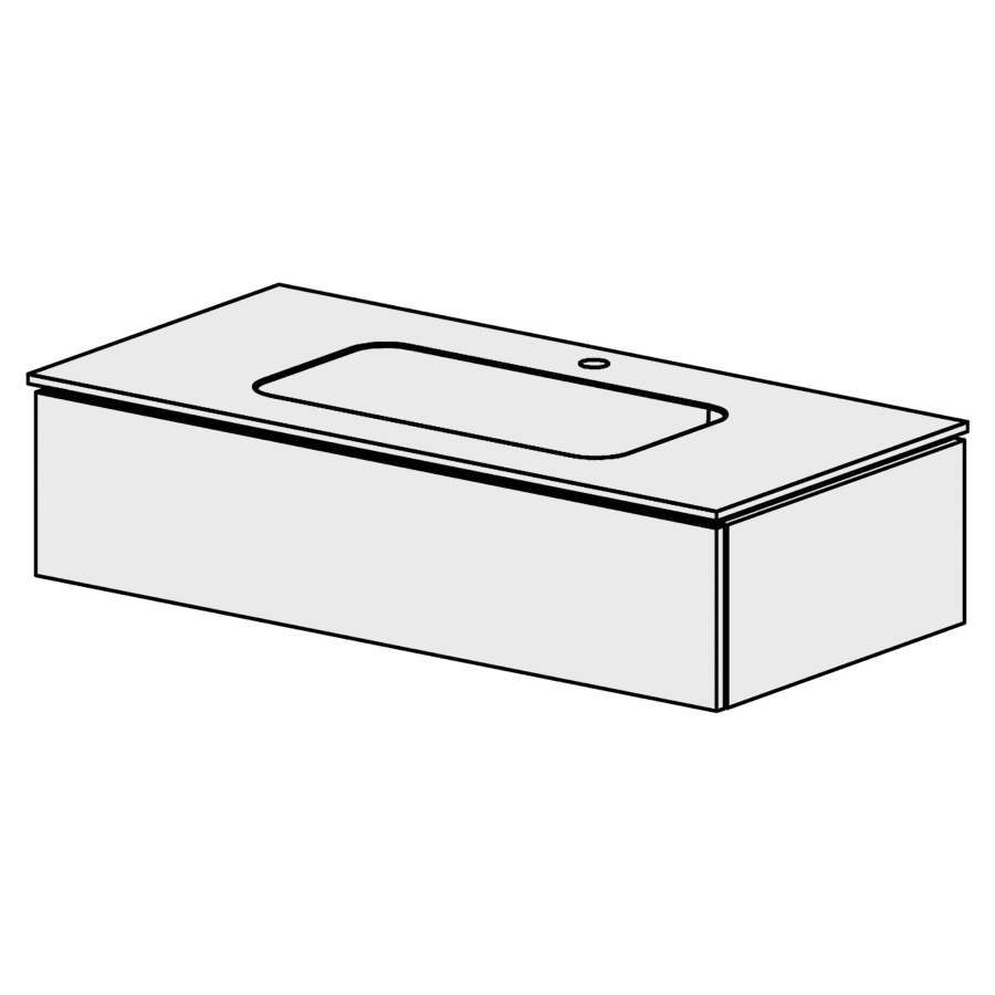 Meuble Stilo Mineral 106 cm
L:106, H:24,8, P:50.7 cm
table en marbre artificiel
blanc mat
avec 1 lavabo au milieu
1 tiroir
tiroir avec Blumotion
poignée: prise en main
faces/côtés visibles sel. code
couleurs selon palette
inclus siphon à encombrement
réduit & joint caoutchouc 32mm