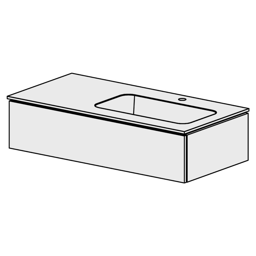 Meuble Stilo Mineral 106 cm
L:106, H:24,8, P:50.7 cm
table en marbre artificiel
blanc mat
avec 1 lavabo à droite
1 tiroir
tiroir avec Blumotion
poignée: prise en main
faces/côtés visibles sel. code
couleurs selon palette
inclus siphon à encombrement
réduit & joint caoutchouc 32mm