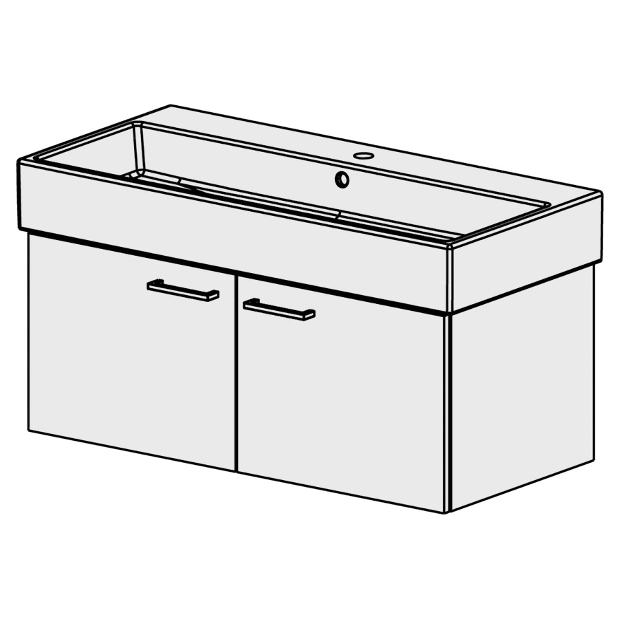 Meuble Vero Air-Smart 100 cm
L:96, H:39, P:45,8 cm
armoire à 2 portes
portes avec Blumotion
faces /côtés visibles sel. cod
couleurs selon palette
poignées selon palette