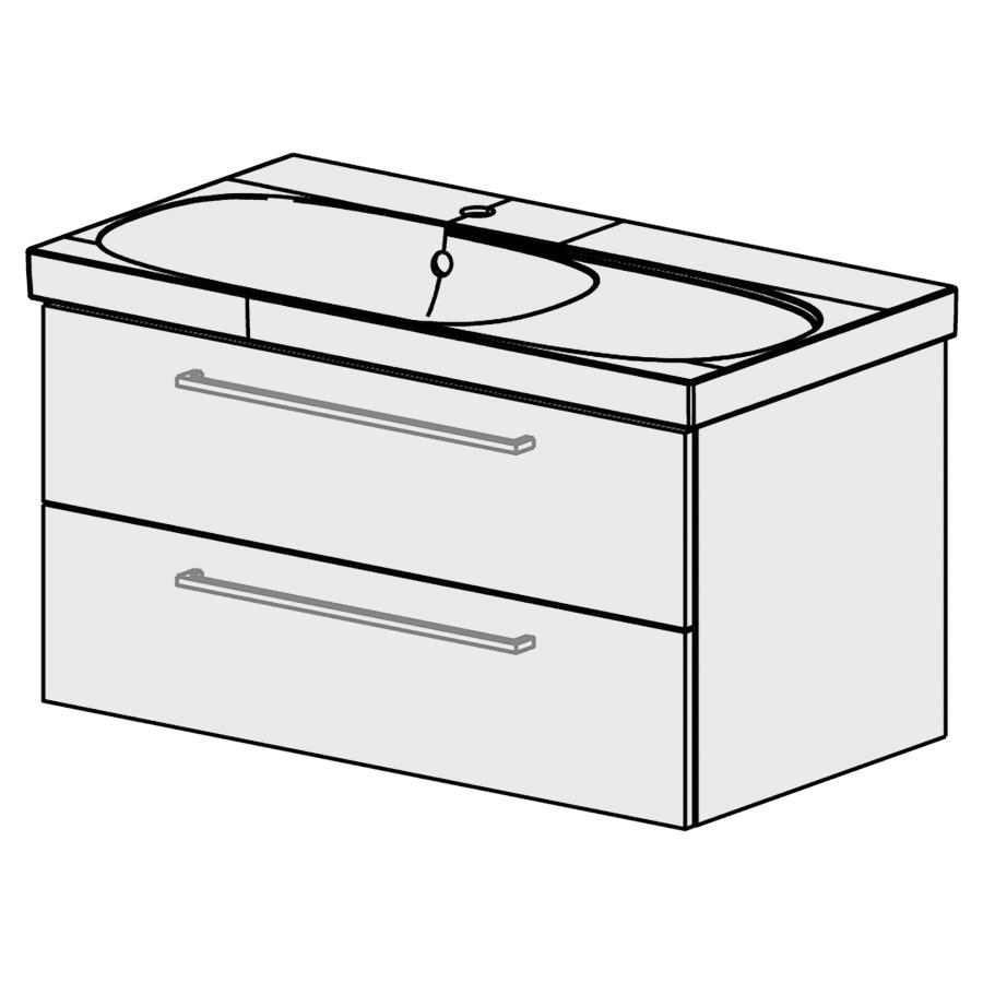Meuble Acanto - Maxi 90 cm
L: 87, H: 46, P: 46,8 cm
bloc à 2 tiroirs
tiroirs avec Blumotion
poignées selon palette
pour siphon à encombrement
réduit & joint caoutchouc 32mm