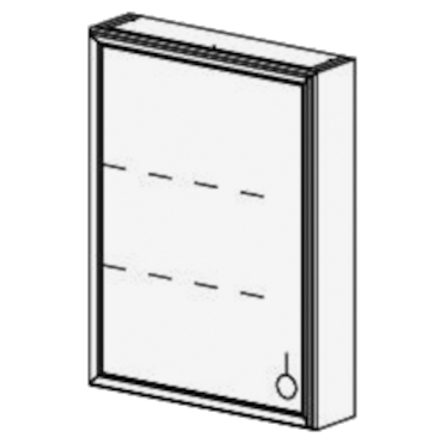 Arm.de toilette VISTA 60 cm
B:60, H:79.1, P:16,3 cm,
1 porte, charnières à gauche,
prise double en bas à droite,
LED 60 cm, avec variateur de
couleur & dimmer,3000-4000-
6000K/ 28W / 12V/ 2240 lm,
certifié IP44,
côtés visibles selon code
