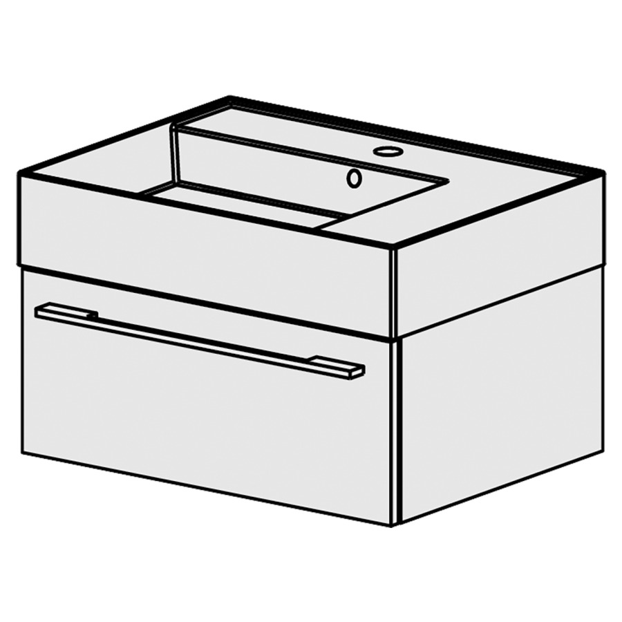 Meuble Quadra 61 cm
L: 61, H: 37.8, P: 46 cm
table en céramique blanc
avec 1 lavabo à gauche, avec 1
tiroir,poignées selon palette
faces/côtés visibles sel. code
couleurs selon palette