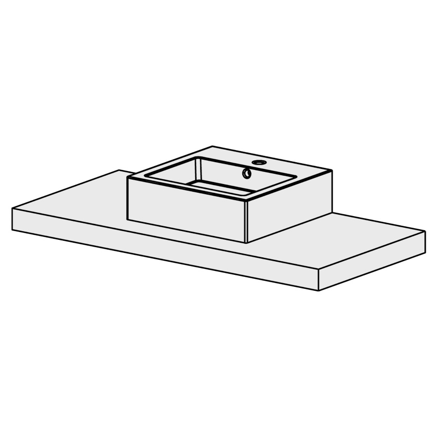 Table Florida 120 cm
L: 120, P: 56 , H: 7 cm
pour 1 lavabo à poser
au milieu, sans lavabo
stratifié Modern
couleurs selon la palette