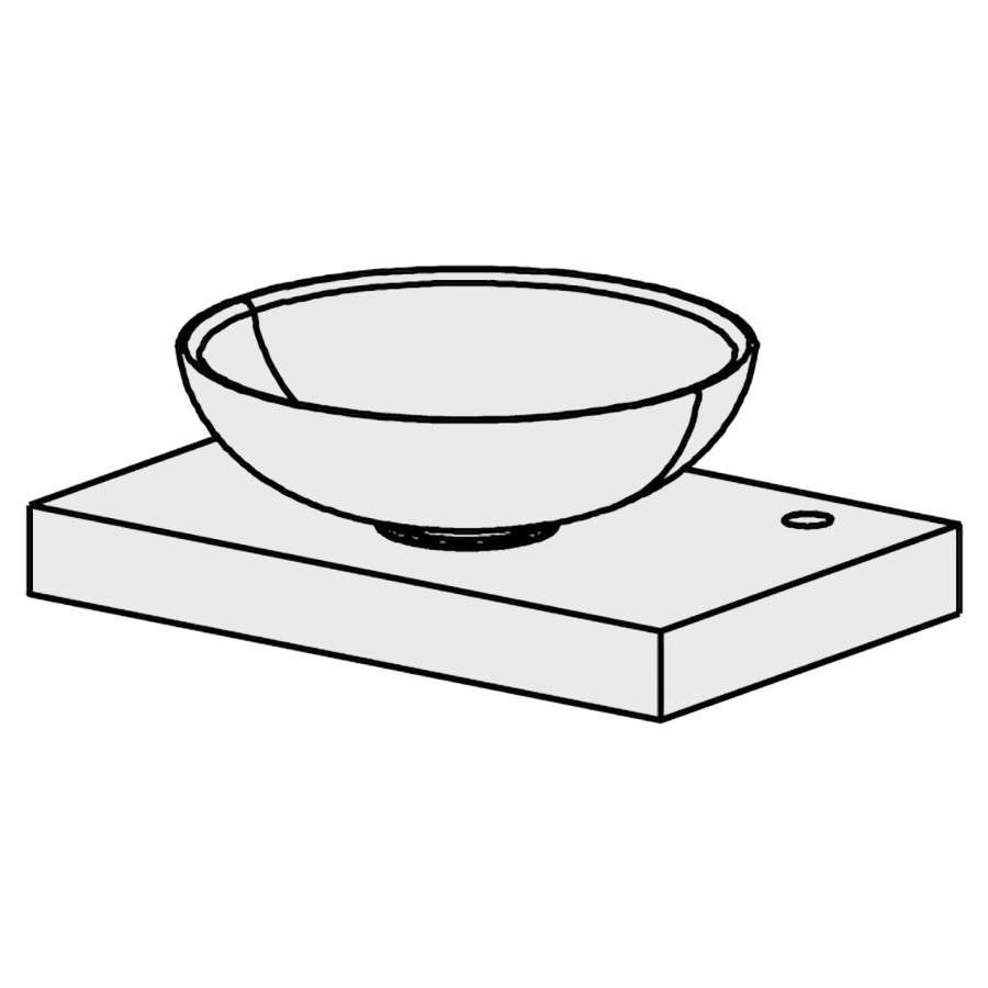 Table Florida 60 cm
L: 60, H: 7, P: 38 cm
pour 1 lavabo à poser
au milieu, sans lavabo
stratifié Modern
couleurs selon la palette