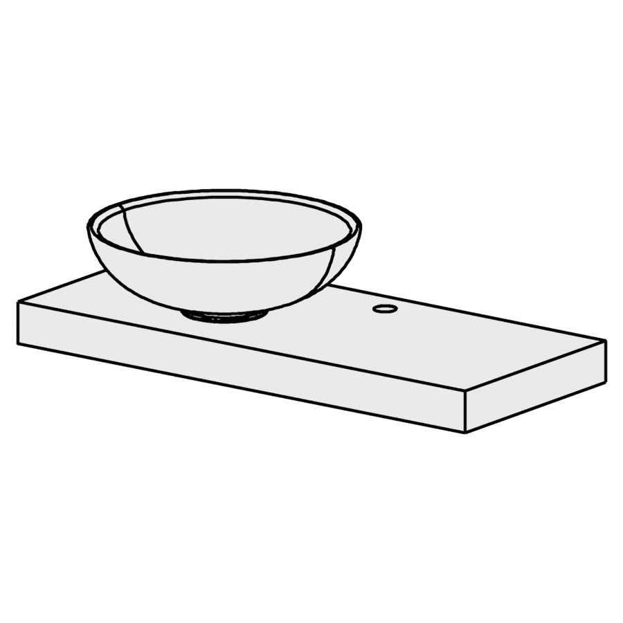 Table Florida 90 cm
L: 90, H: 7, P: 38 cm
pour 1 lavabo à poser à gauche
sans lavabo
stratifié Modern
couleurs selon la palette