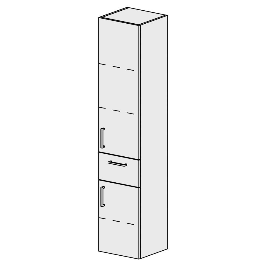 Armoire haute Sélection 35 cm
L: 35, H: 168, P: 33,2 cm
2 portes, charnières à droite
1 tiroir au milieu
3 rayons réglables
portes/tiroir avec Blumotion
poignées selon palette
faces/côtés visibles sel. code
couleurs selon palette