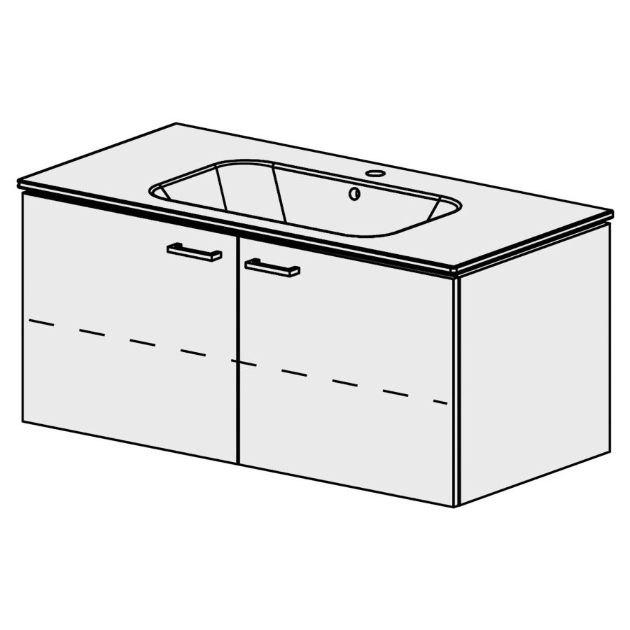 Meuble Stilo Ceram 106 cm
L:106, H:47,5, P:51 cm
table en céramique
blanc
avec 1 lavabo au milieu
armoire à 2 portes
portes avec Blumotion
1 rayon réglable
poignées selon palette
faces/côtés visibles sel. code
couleurs selon palette