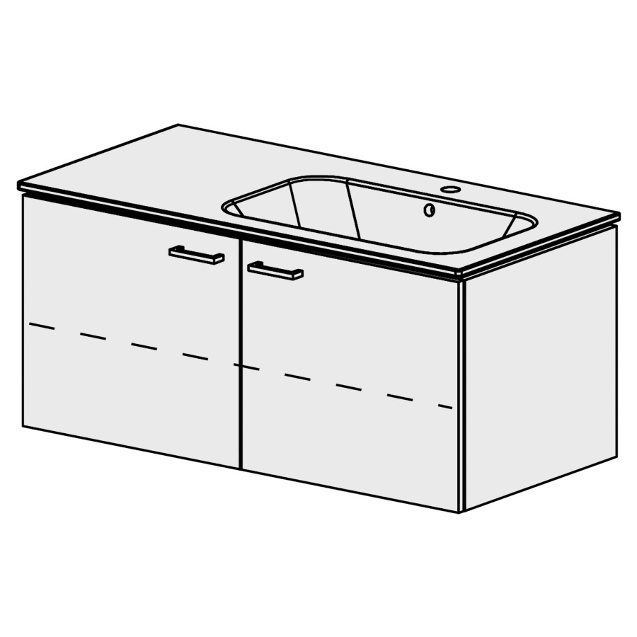 Meuble Stilo Ceram 106 cm
L:106, H:47,5, P:51 cm
table en céramique
blanc
avec 1 lavabo à droite
armoire à 2 portes
portes avec Blumotion
1 rayon réglable
poignées selon palette
faces/côtés visibles sel. code
couleurs selon palette