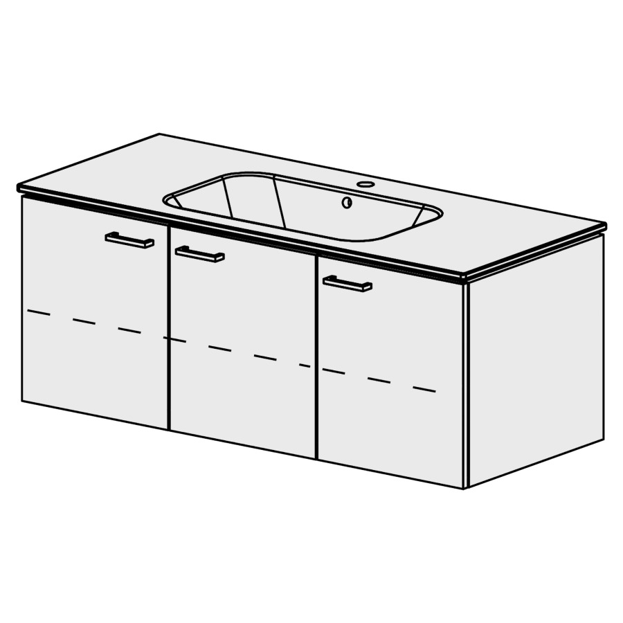 Meuble Stilo Ceram 121 cm
L:121, H:47,5, P:51 cm
table en céramique
blanc, avec 1 lavabo au milieu
1 armoire à 2 portes
1 armoire à 1 porte
portes avec Blumotion
2 rayons réglables
poignées selon palette
faces/côtés visibles sel. code
couleurs selon palette