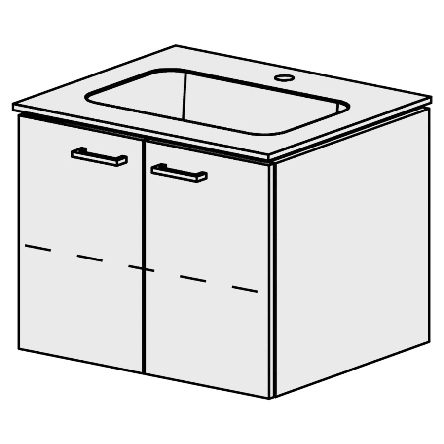 Meuble Stilo Mineral 61 cm
L:61, H:47,2, P:50,7 cm
table en marbre artificiel
blanc mat
avec 1 lavabo au milieu
armoire à 2 portes
portes avec Blumotion
1 rayon réglable
poignées selon palette
faces/côtés visibles sel. code
couleurs selon palette