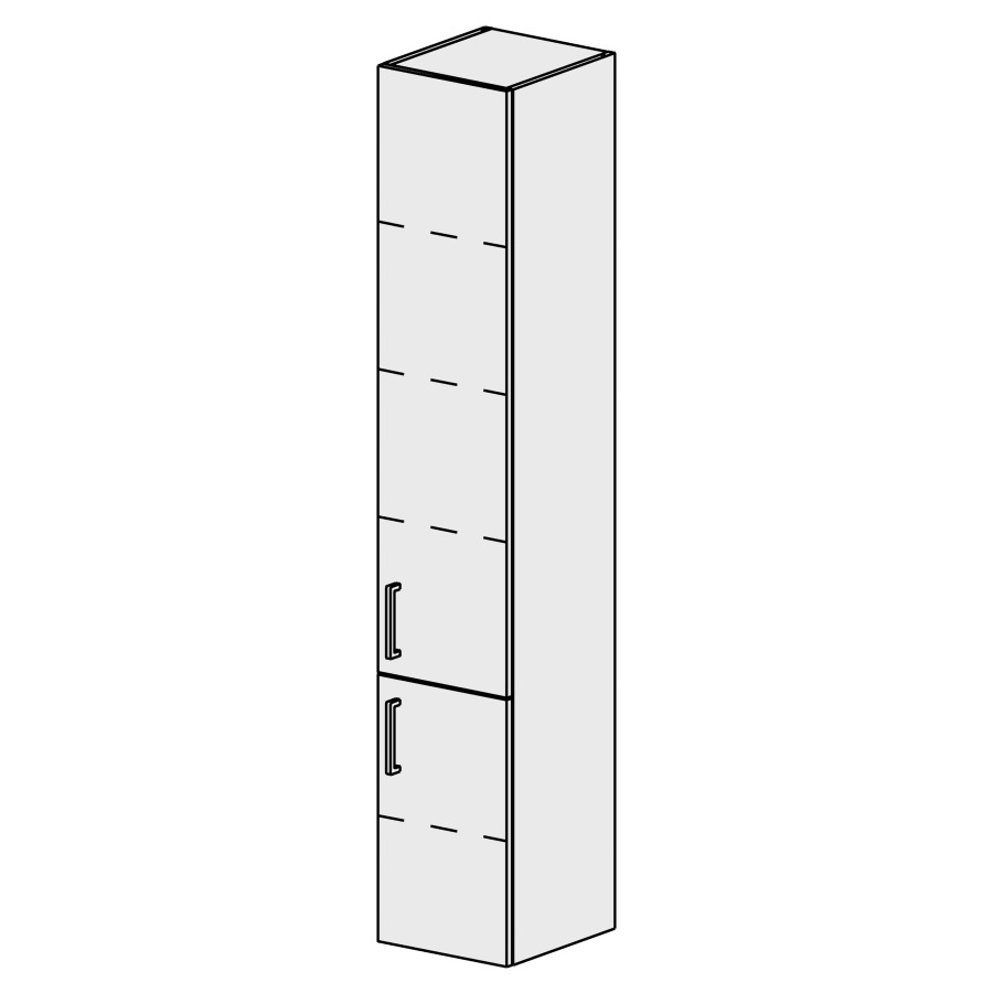 Armoire haute Sélection 30 cm
L: 30, H: 168, P: 33,2 cm
2 portes, charnières à gauche
4 rayons réglables
portes avec Blumotion
poignées selon palette
faces/côtés visibles sel. code
couleurs selon palette