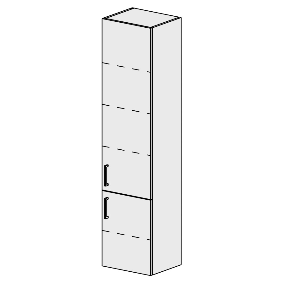 Armoire haute Sélection 40 cm
L: 40, H: 168, P: 33,2 cm
2 portes, charnières à gauche
4 rayons réglables
portes avec Blumotion
poignées selon palette
faces/côtés visibles sel. code
couleurs selon palette