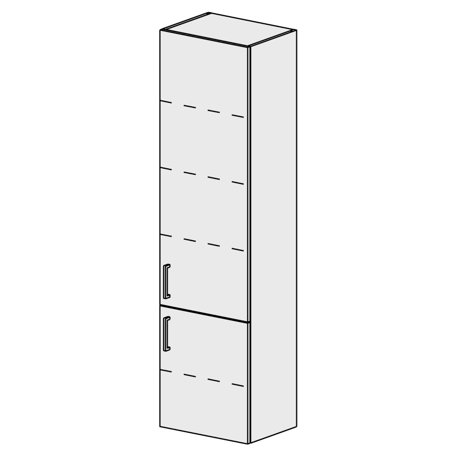 Armoire haute Sélection 45 cm
L: 45, H: 168, P: 33,2 cm
2 portes, charnières à gauche
4 rayons réglables
portes avec Blumotion
poignées selon palette
faces/côtés visibles sel. code
couleurs selon palette