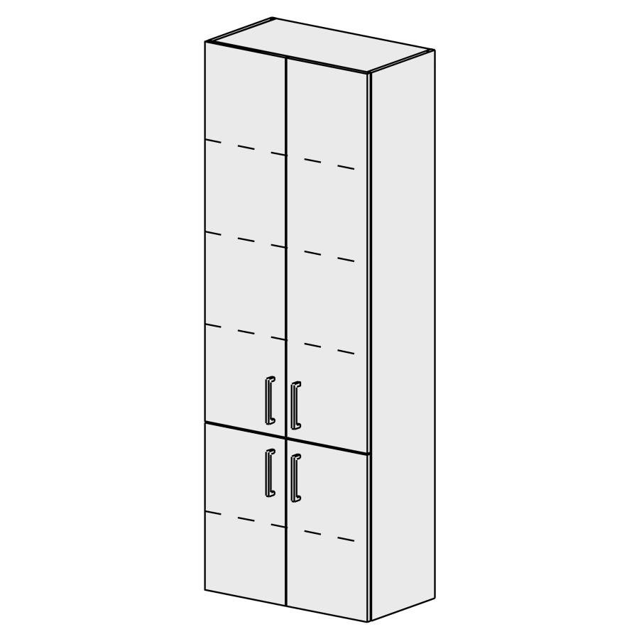 Armoire haute Sélection 60 cm
L: 60, H: 168, P: 33,2 cm
4 portes
4 rayons réglables
portes avec Blumotion
poignées selon palette
faces/côtés visibles sel. code
couleurs selon palette