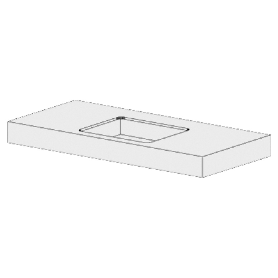 Table Publico 120 cm
L: 120, P: 56, H: 12 cm
pour 1 lavabo  par-dessous
à gauche, sans lavabo
exécution selon code
couleurs selon palette