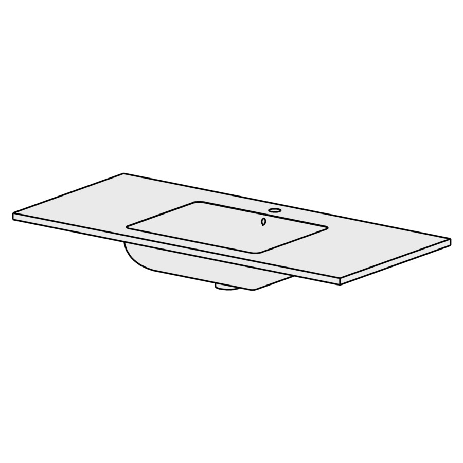 Table Stilo UP 120 cm
L: 120,5, P: 54,5 cm
pour 1 lavabo encastré
au milieu, sans lavabo
exécution selon code
couleurs selon palette