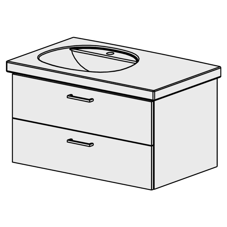 Meuble Maxi Talux New 61 cm
L: 56, H: 46, P: 53,8 cm
pour un lavabo à gauche
bloc à 2 tiroirs
tiroirs avec Blumotion
poignées selon palette
faces/côtés visibles sel. code
couleurs selon palette