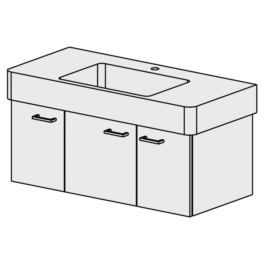 Meuble Vero-Smart 105 cm
L:100, H:39, P:46,8 cm
arm. 1 porte, charn. à gauche
armoire à 2 portes
portes avec Blumotion
faces/côtés visibles sel. code
couleurs selon palette
poignées Smart