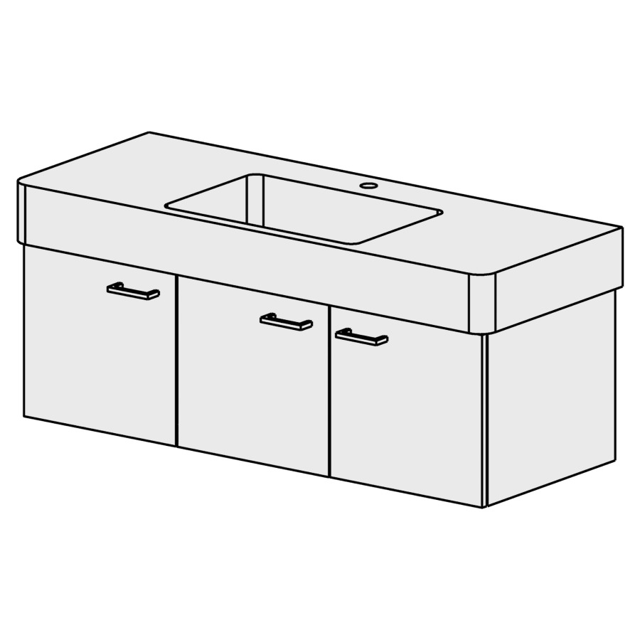 Meuble Vero-Smart 125 cm
L:121, H:39, P:46,8 cm
arm. 1 porte, charn. à gauche
armoire à 2 portes
portes avec Blumotion
faces/côtés visibles sel. code
couleurs selon palette
poignées Smart