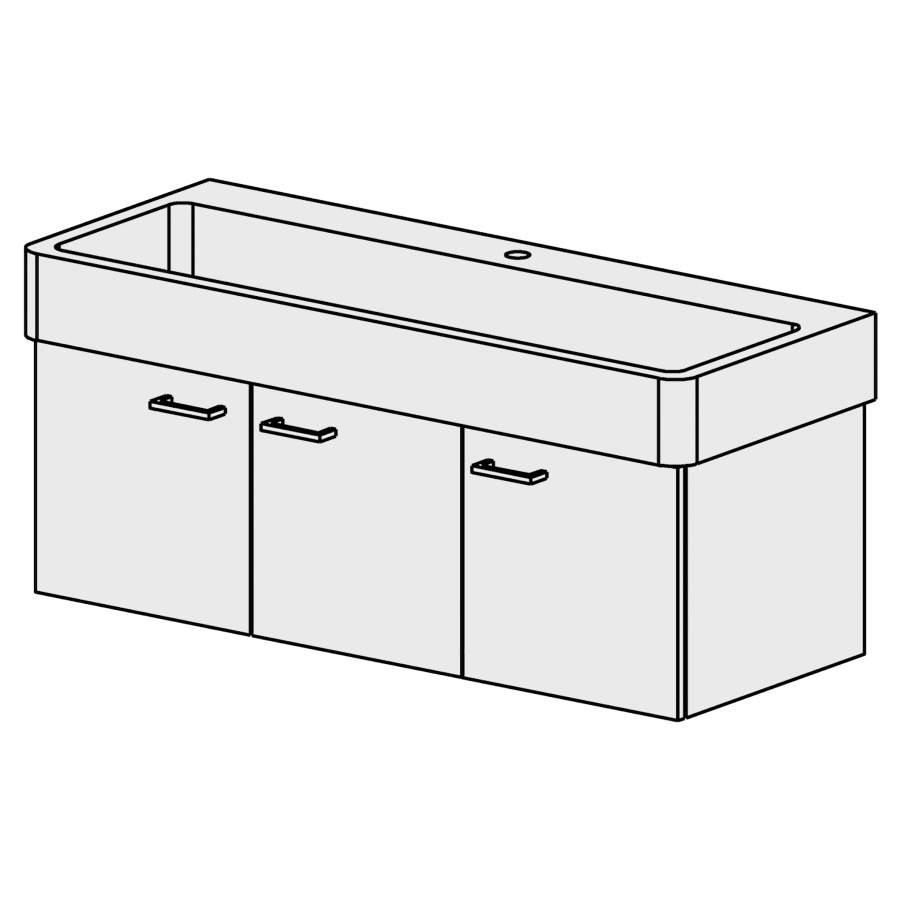 Meuble Vero-Smart 120 cm
L:116, H:39, P:44,8 cm
armoire à 2 portes
arm. 1 porte, charn. à droite
portes avec Blumotion
faces/côtés visibles sel. code
couleurs selon palette
poignées Smart