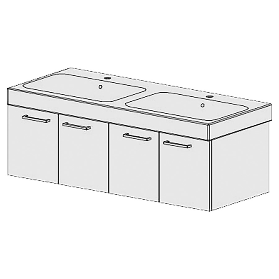 Meuble  Icon Smart 120 cm
L:116, H:39, P:45,8 cm
2 armoires à 2 portes
portes avec Blumotion
faces /côtés visibles sel. cod
couleurs selon palette
poignées selon palette