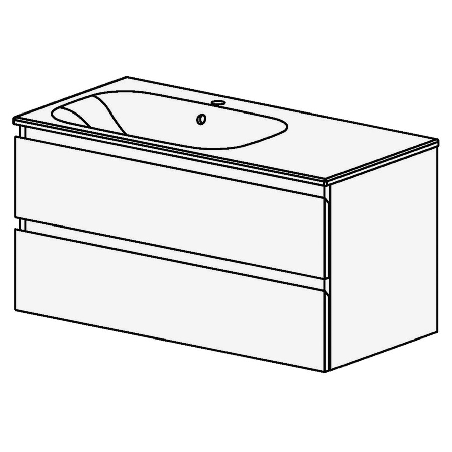 Meuble Aqua Ceram Move II 106
cm
L: 106 / H: 54 / P: 51 cm
table en céramique blanc
avec trop-plein
avec 1 lavabo à gauche
2 tiroirs
Avec liste décor (en haut + au
milieu)
Faces et côtés visibles selon
code