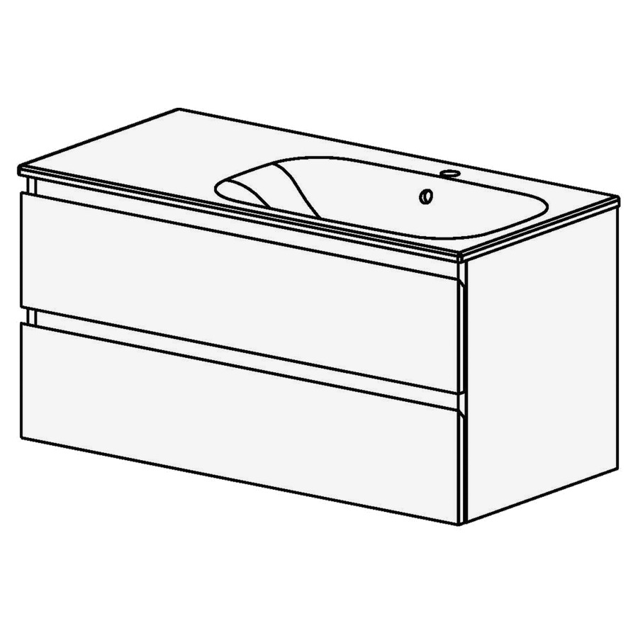 Meuble Aqua Ceram Move II 106
cm
L: 106 / H: 54 / P: 51 cm
table en céramique blanc
avec trop-plein
avec 1 lavabo à droite
2 tiroirs
Avec liste décor (en haut + au
milieu)
Faces et côtés visibles selon
code
