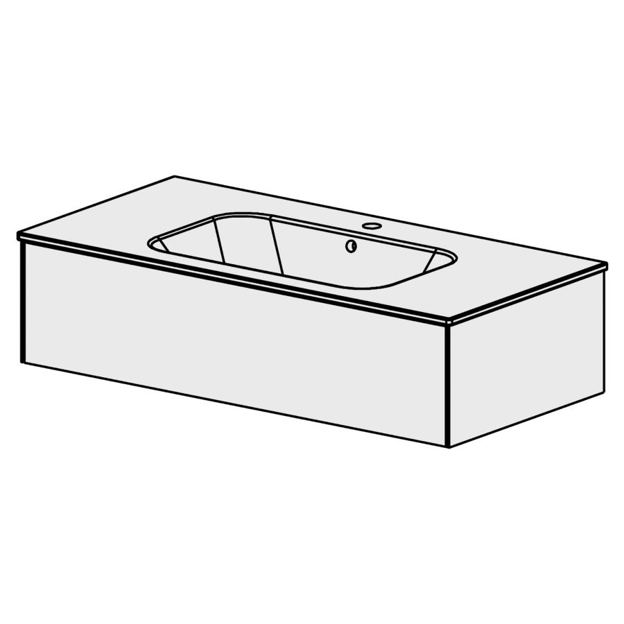 Meuble PURA CERAM 106 cm
L: 104,6, H: 27,4, P: 51,5 cm
avec table en céramique
avec lavabo au milieu
1 tiroir
tiroir avec Blumotion
avec Tip-on
face selon code
côtés visibles FB
couleurs selon palette
inclus siphon à encombrement
réduit & joint caoutchouc 32mm