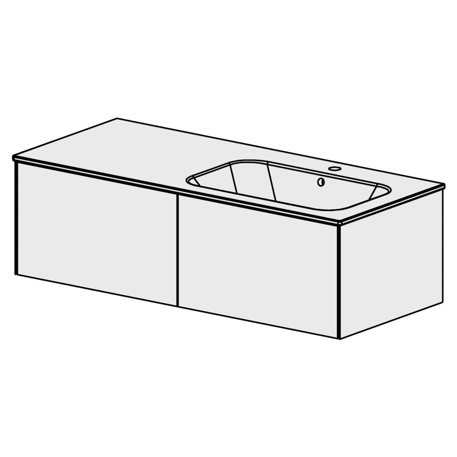 Meuble PURA CERAM 121 cm
L: 119,6, H: 36,4, P: 51,5 cm
avec table en céramique
avec 1 lavabo à droite
2 tiroirs
tiroirs avec Blumotion
avec Tip-on
faces selon code
côtés visibles FB
couleurs selon palette
inclus siphon à encombrement
réduit & joint caoutchouc 32mm