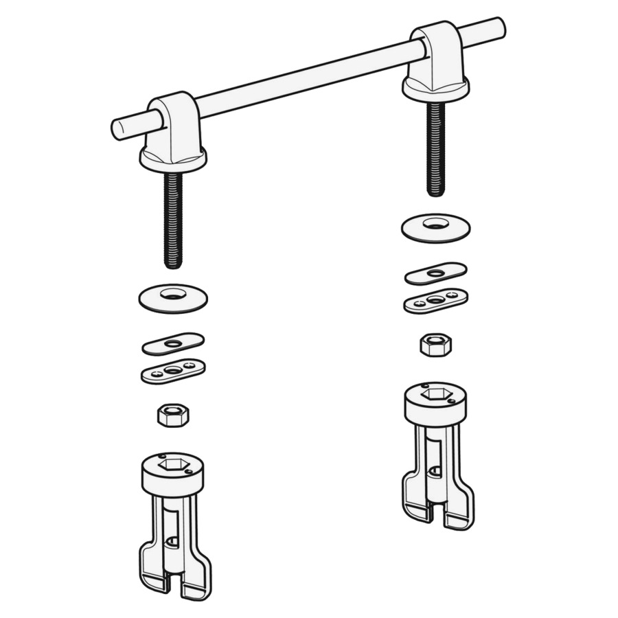 Set de charnières GEBERIT
avec axe, pour lunette de WC
Comfort, fixation par le bas