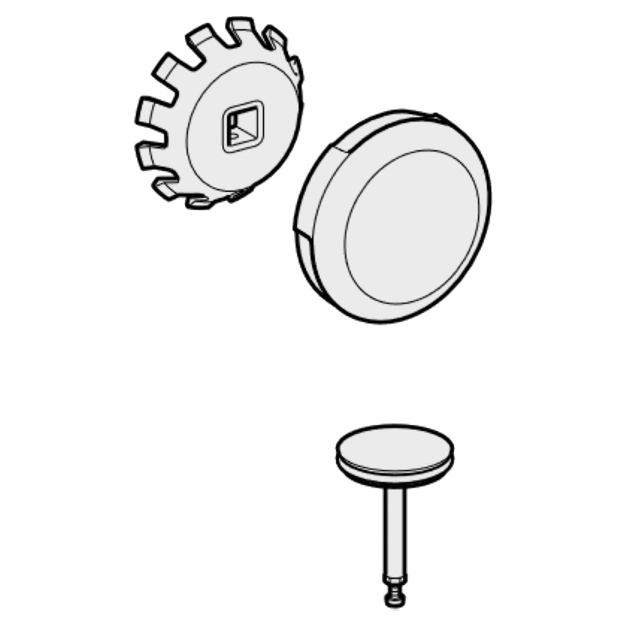 Set de montage final GEBERIT
pour écoulement de baignoire
d65, avec actionnement rotatif