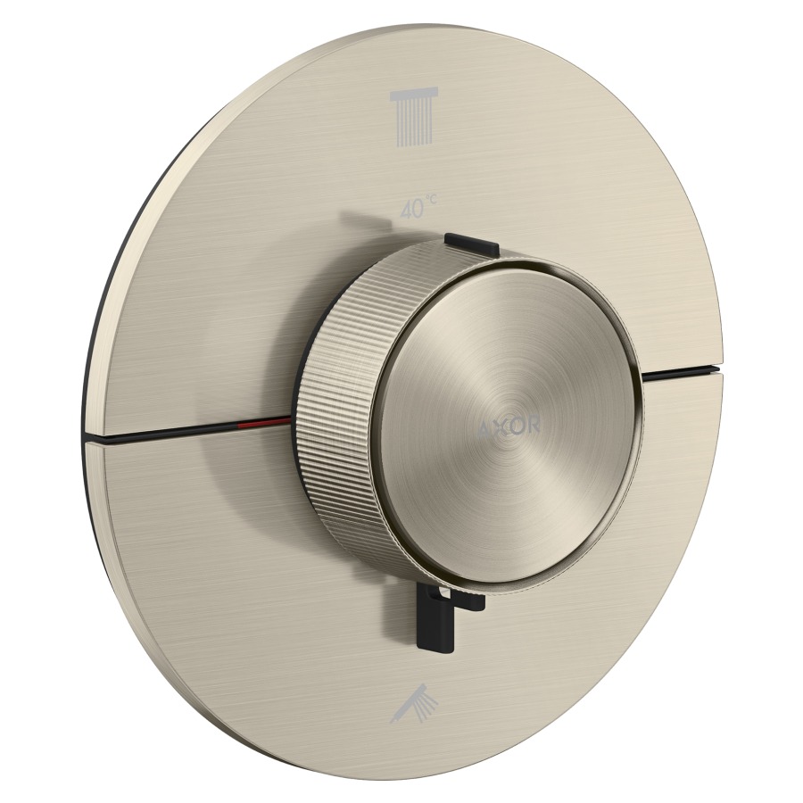 Thermostat ShowerSelect ID UP
rond D 15.5 cm, 2&nbsp;raccordements, poussoir-select
soupape Start/Stop pour la commande des consommateurs, débit 22.1 (L/min) maximum
débit sortie supérieure et inférieure 
20 (L/min), sans corps à encastrer 757049
groupe acoustique&nbsp;I