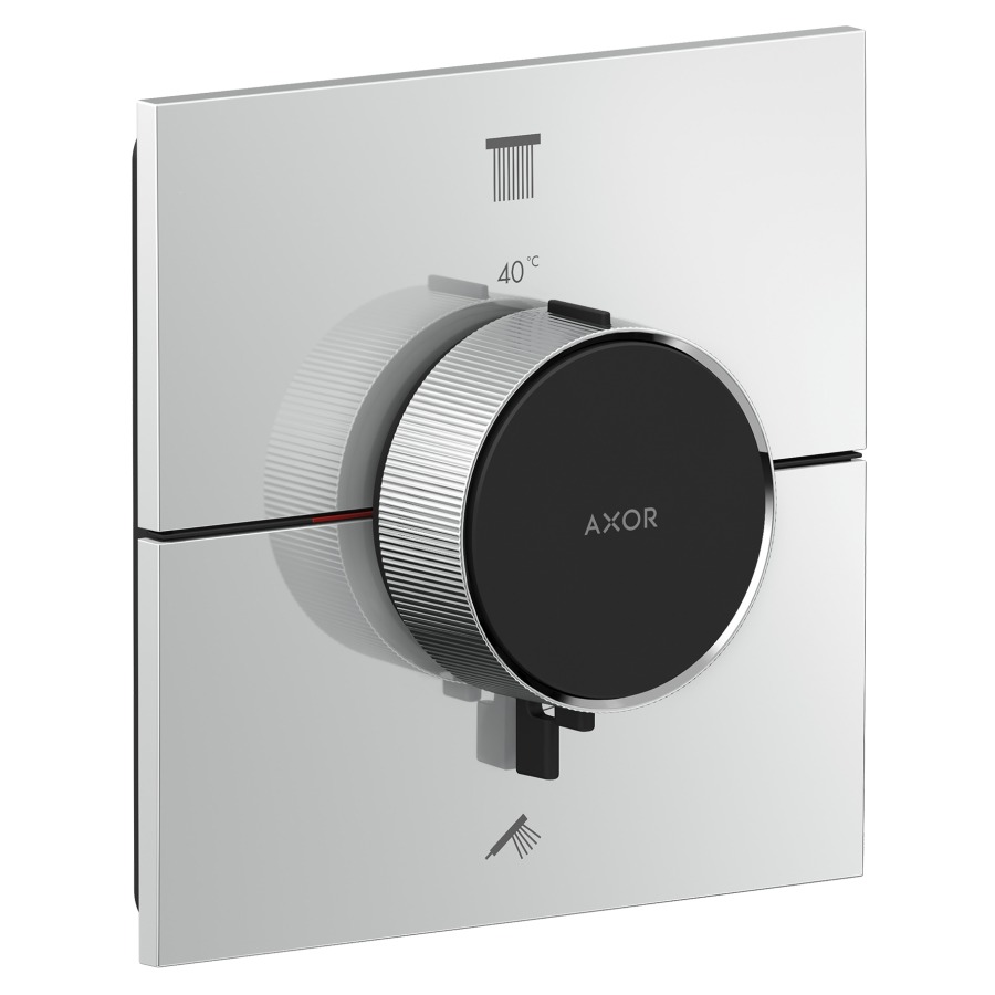Thermostat ShowerSelect ID UP
anguleux 15.5 x 15.5 cm, 2&nbsp;raccordements
poussoir-select, soupape Start/Stop pour la commande des consommateurs
débit 22.1 (L/min) maximum
débit sortie supérieure et inférieure 
20 (L/min), sans corps à encastrer 757049
groupe acoustique&nbsp;I