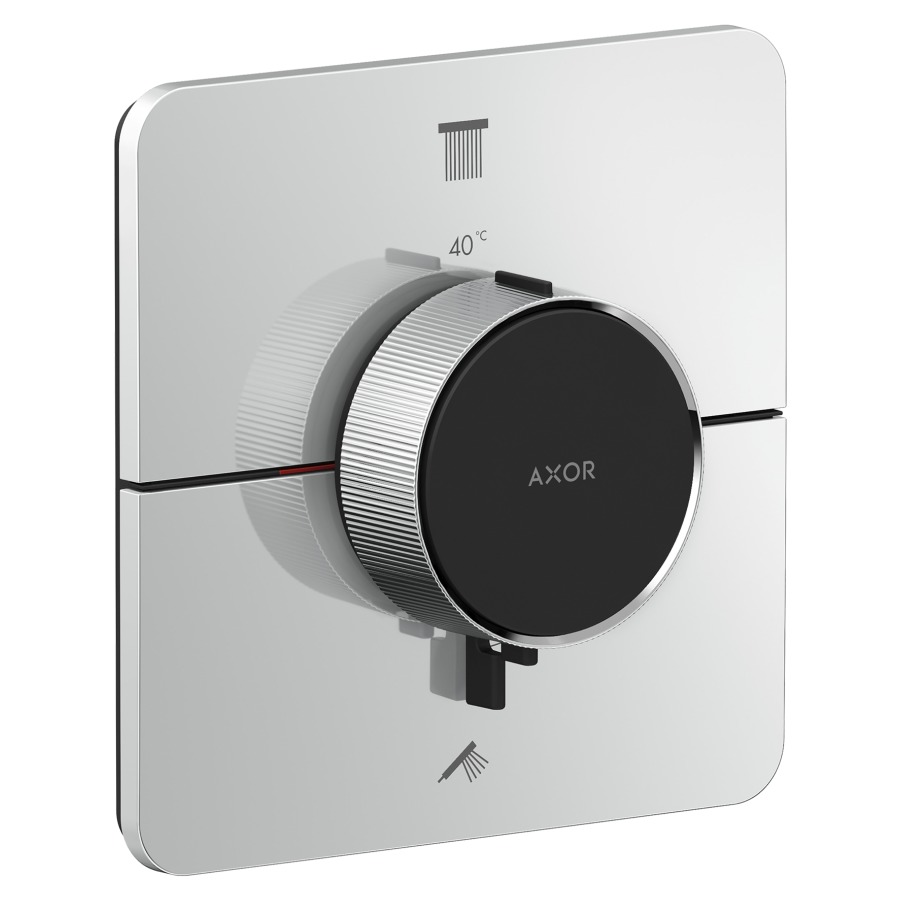 Thermostat ShowerSelect ID UP
softsquare 15.5 x 15.5 cm, 2&nbsp;raccordements
poussoir-select, soupape Start/Stop pour la commande des consommateurs
débit 22.1 (L/min) maximum
débit sortie supérieure et inférieure 
20 (L/min), sans corps à encastrer 757049
groupe acoustique&nbsp;I