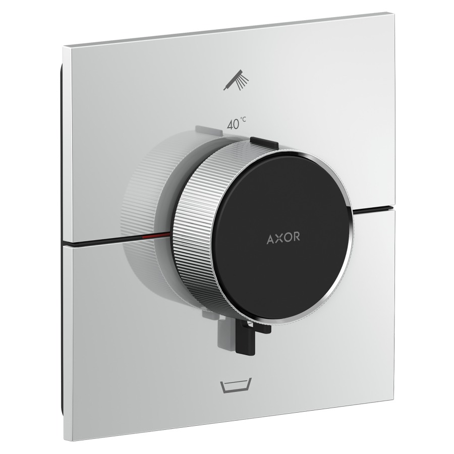 Thermostat ShowerSelect ID UP
anguleux 15.5 x  15.5 cm, 2&nbsp;raccordements
poussoir-select, soupape Start/Stop pour la commande des consommateurs
avec combinaison de sécurité intégrée
débit 26 (L/min) maximum
débit sortie supérieure et inférieure 
23 (L/min), sans corps à encastrer 757049
groupe acoustique&nbsp;I