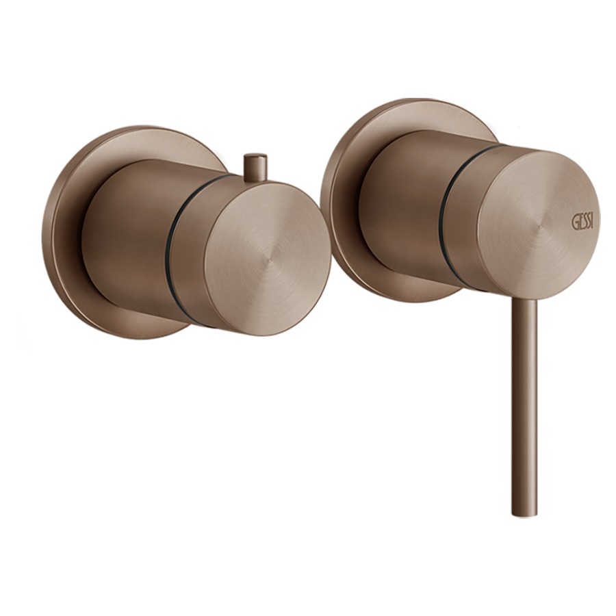 Mélangeur de douche GESSI 316 UP
inverseur à 2&nbsp;voies
sans corps à encastrer 712546
rosettes D 65 mm