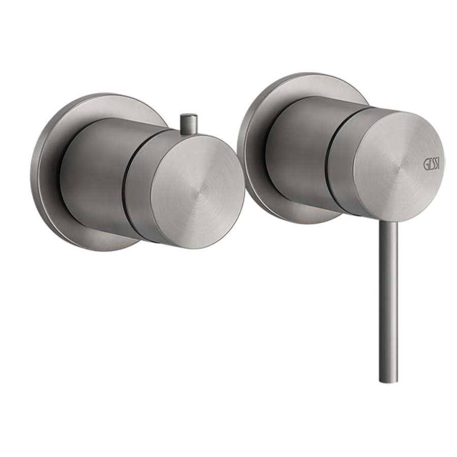 Mélangeur de douche GESSI 316 UP
inverseur à 2&nbsp;voies
sans corps à encastrer 712546
rosettes D 65 mm