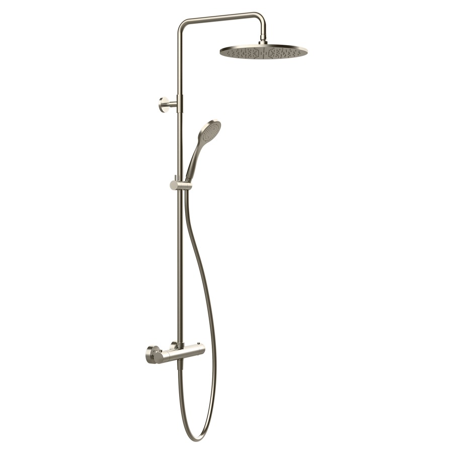 Système de douche EMPORIO
mélangeur de douche thermostat  1/2"
E 150±20 mm, vec inverseur
débit 9 (L/min), glissière de douche
douche à main, tuyau de douche 150 cm
douche de tête D 30 cm