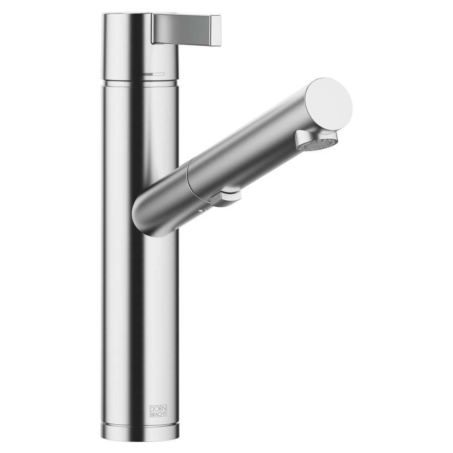 Mélangeur d'évier ENO
saillie 206 mm
goulot orientable douche extensible 130°
H jusqu'à aérateur 179 mm
débit 9.6 (L/min)