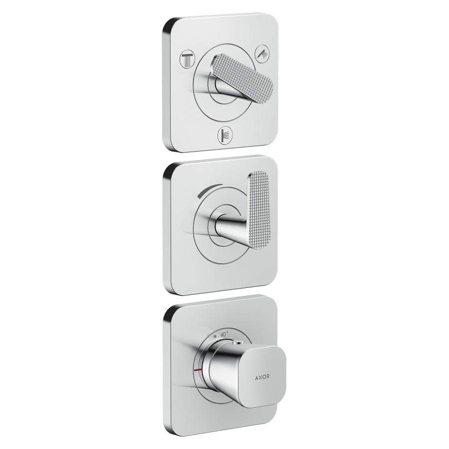 Thermostatmodul Citterio C UP - Cubic cut
3 Rosetten 12 x 12 cm, 3 Verbraucher
maximale Durchflussmenge 42 (L/min)
Durchflussmenge unterer Abgang 37.9 (L/min)
links und rechts 37.9 (L/min)
ohne Einbaukörper 758157
Geräuschgruppe II