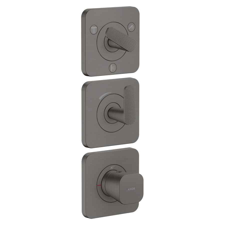 Thermostatmodul Citterio C UP - Cubic cut
3 Rosetten 12 x 12 cm, 3 Verbraucher
maximale Durchflussmenge 42 (L/min)
Durchflussmenge unterer Abgang 37.9 (L/min)
links und rechts 37.9 (L/min)
ohne Einbaukörper 758157
Geräuschgruppe II