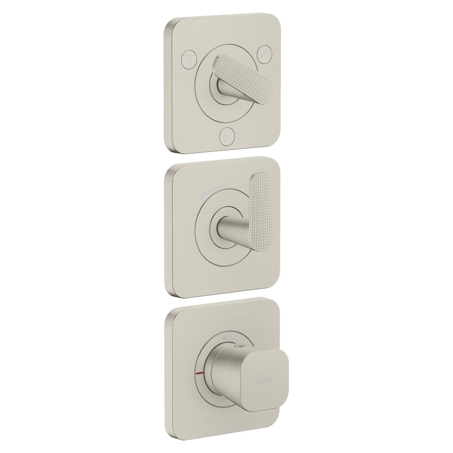 Thermostatmodul Citterio C UP - Cubic cut
3 Rosetten 12 x 12 cm, 3 Verbraucher
maximale Durchflussmenge 42 (L/min)
Durchflussmenge unterer Abgang 37.9 (L/min)
links und rechts 37.9 (L/min)
ohne Einbaukörper 758157
Geräuschgruppe II