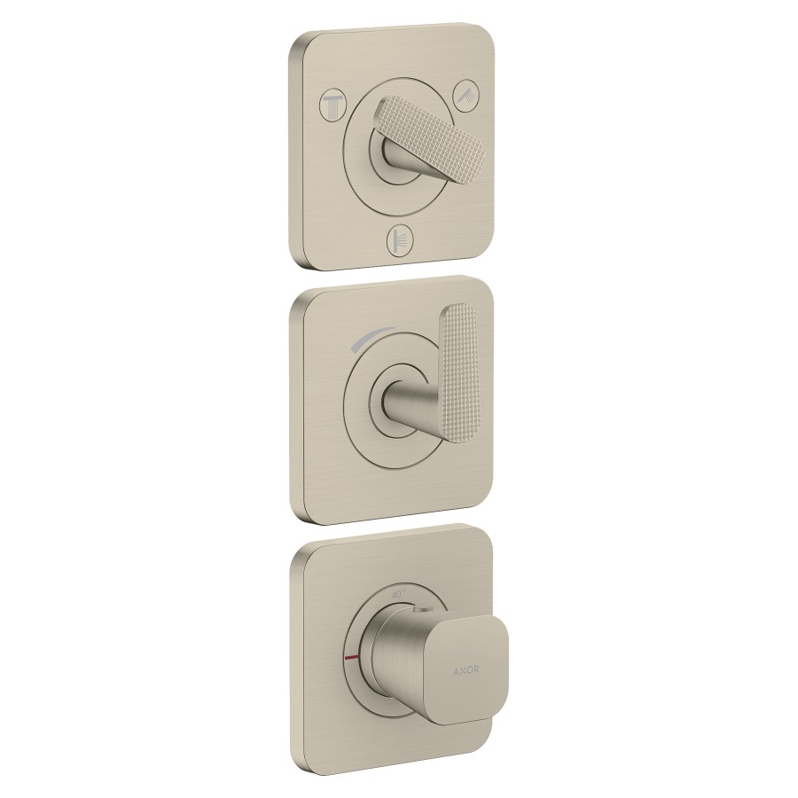 Thermostatmodul Citterio C UP - Cubic cut
3 Rosetten 12 x 12 cm, 3 Verbraucher
maximale Durchflussmenge 42 (L/min)
Durchflussmenge unterer Abgang 37.9 (L/min)
links und rechts 37.9 (L/min)
ohne Einbaukörper 758157
Geräuschgruppe II