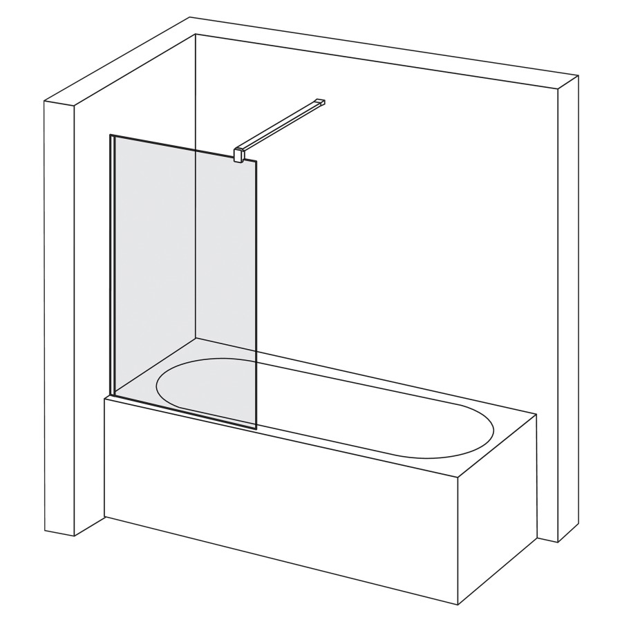 Seitenwand VIVA
90.1-100 cm, H -160 cm
auf Badewanne, Montage links
Fixierung mit Wandanschlussprofil
ohne Dekoreinlage
GENAUE MASSE NACH AUSMASS