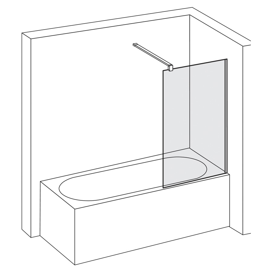 Seitenwand VIVA
90.1-100 cm, H -160 cm
auf Badewanne, Montage rechts
Fixierung mit Wandanschlussprofil
ohne Dekoreinlage
GENAUE MASSE NACH AUSMASS