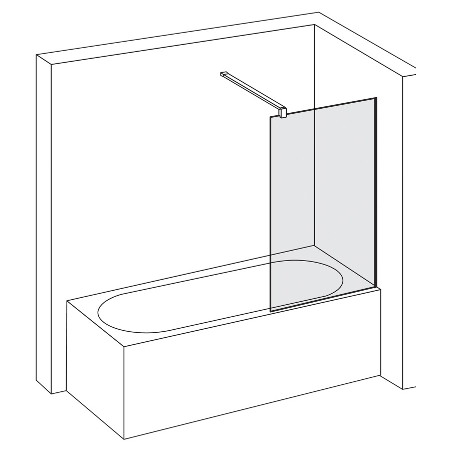 Seitenwand VIVA
80.1-90 cm, H -160 cm
auf Badewanne, Montage rechts
Fixierung mit Wandanschlussprofil Unterputz
ohne Dekoreinlage
GENAUE MASSE NACH AUSMASS