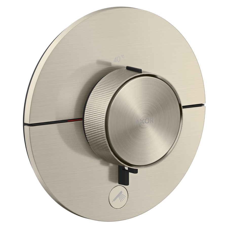 Thermostat ShowerSelect ID UP HighFlow
rond D 15.5 cm, 1&nbsp;raccordements
et 1 sortie supplémentaire
poussoir-select, soupape Start/Stop pour 
la commande des consommateurs
débit 32.8 (L/min) maximum
débit sortie supérieure 23 (L/min)
sortie inférieure 23 (L/min)
sans corps à encastrer 757049
groupe acoustique&nbsp;I